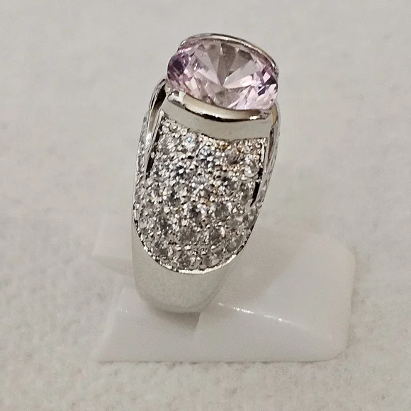 Victoria Wieck Pink Sapphire & Diamond Simulant Sterling Silver Ring Sz 6. - Picture 5 of 11